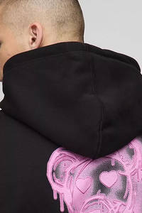 High Demanding <b>Black</b> Oversized <b>Spray</b> On Teddy Printed Men Hoodie Sustainable Breathable Cotton Blended Streetwear Hoodie For Men - Product Image 6