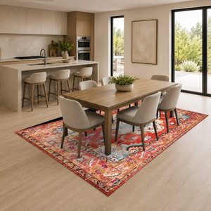 <b>RUGS</b> DEPOT LXDP-0828 Wholesale Red <b>Burgundy</b> Traditional Oriental Digital Printed Machine Washable Chenille Area <b>Rug</b> Non Slip - Product Image 4