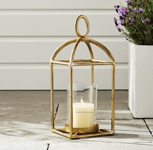 American Design Gold Finished Fallon Forged Iron Metal <b>Lantern</b> for Home & Christmas Decor Tabletop <b>Candle</b> <b>Lantern</b> - Product Image 5