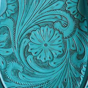 Tooled Curved Turquoise Vintage Leather Tote Bag Western Curving Leather <b>HandBag</b> Most Popular Choice at Wholesale Price - Product Image 2