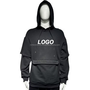 Servicio OEM, Sudaderas con Capucha Personalizadas para Hombre, 100% Algodón, Gruesas, Bordadas, con Cuentas, Corte Holgado, Construcción de Alta Calidad - Product Image 1