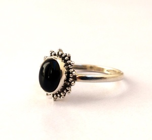 Anillo de Plata de Ley 925 hecho a mano para mujer, piedra de ónix negro, anillo de plata sólida, anillos con bisel de piedra de ónix Natural - Product Image 2