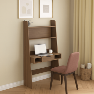 Polia Bamboo Office <b>Desk</b> with Extendable <b>Shelf</b> Foldable Gaming and Laptop <b>Desk</b> for Bedroom Living Room and Kitchen Use - Product Image 1