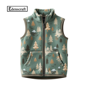 Chaleco Acolchado de Forro Polar Azul para Niños Pequeños, Ligero, Transpirable, Ecológico, Cálido, con Bolsillos con Cremallera y Cuello Redondo, Ropa Infantil al por Mayor - Product Image 5