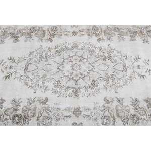 Alfombra Vintage de 5.2x8.2 pies, Alfombra Turca Grande, Alfombra de Lana con Diseño Floral Blanco y Marrón - Product Image 5