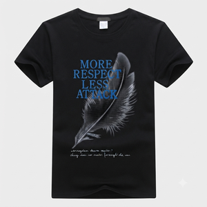 T-shirt personnalisé pour homme à imprimé plumes, mélange de coton, col rond, manches courtes, coupe oversize, décontracté, streetwear d'été - Product Image 1