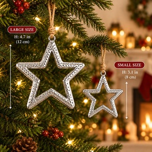 Ornement de Noël en métal en forme d'étoile, décoration suspendue traditionnelle pour arbre de Noël - Product Image 3