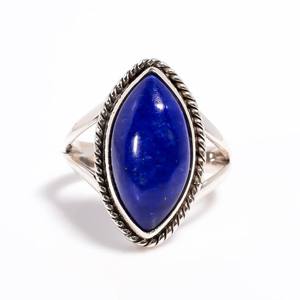 Elegante anillo de lapislázuli Plata de Ley 925 hecho a mano Marquesa corte joyería de piedras preciosas - Product Image 1
