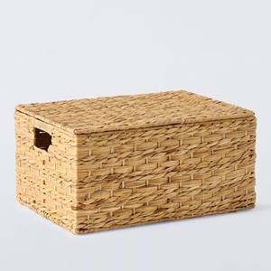 Boîte de rangement en jacinthe d'eau artisanale avec couvercle, boîtes tissées de haute qualité, fournitures en gros - Product Image 1