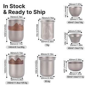 Ensemble de tasses à thé portables en titane pur avec infuseur à thé, boîtes cadeaux EDC pour les voyages <span class=keywords><strong>et</strong></span> les activités de plein air - Product Image 5