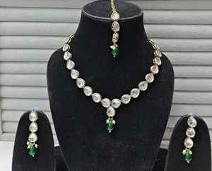 Juego de moissanita y Kundan chapados en oro de nueva llegada, juego de Kundan de calidad superior, calidad increíble con pendientes para boda - Product Image 1