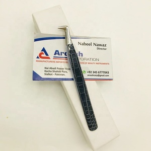 Pince à épiler en acier inoxydable de volume russe à 90 degrés Extension de cils pointus en fibre enduite de papier crocodile de haute qualité - Product Image 5