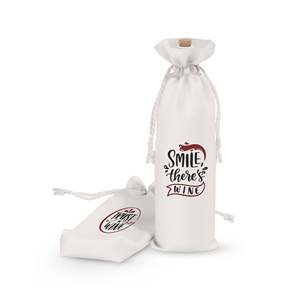 Solid Printed Cotton Canvas Eco-Friendly Biodegradable Reusable Wine Gift Bags Custom Logo <b>Drawstring</b> Closure for 1-Liter Water - Product Image 1
