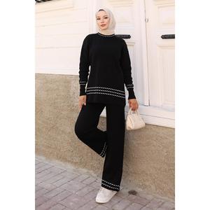 Ensemble tissé décontracté pour femme Mega Merchant en noir 100% acrylique 6151 - Product Image 3