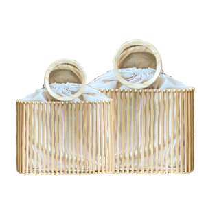 Sac à main en bambou naturel tissé à la main avec doublure en coton doux sac léger et élégant pour les femmes - Product Image 1