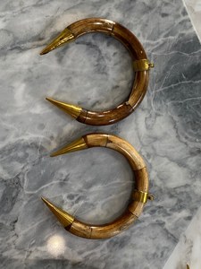 Ox Horn Pendant Necklace with Unique <b>Moon</b> and Lock Design Classic Style From India - Product Image 3