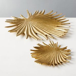 Golden Finished Casting Aluminum <b>Leaf</b> Bowl-Eco-Friendly Lightweight Modern Design Tabletop Home Hotel Decor Indoor/Outdoor Use - Product Image 2