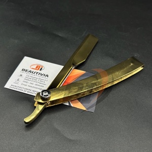 Plasma dorado profesional recto turco corte garganta nueva peluquería maquinilla de afeitar de acero inoxidable hombre afeitado Shavette logotipo personalizado - Product Image 6