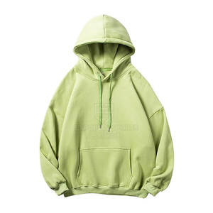 Sweats à capuche tendance pour hommes grande taille, épaules tombantes, 100% coton, uni, style streetwear d'hiver, vente en gros - Product Image 1