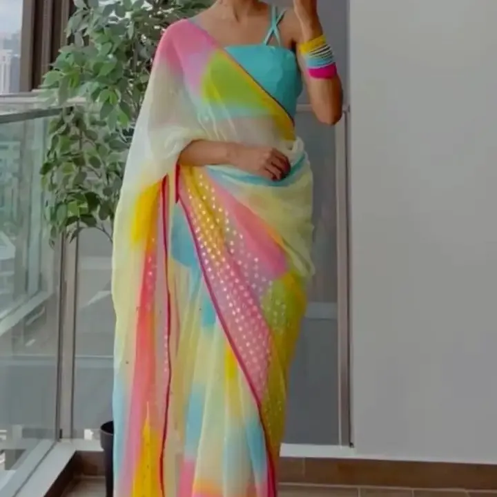 FULPARI a fabriqué de nouvelles tenues de bonne tendance Séquence Saree avec chemisier pour femmes auprès d'un fournisseur indien au prix de gros