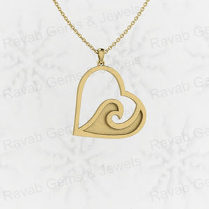 Auténtica Plata de Ley 925 25mm playa-océano-mar olas corazón encanto Semi montaje en blanco ajuste resina cenizas trabajo collar hallazgos - Product Image 1