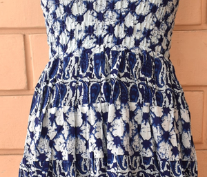 Vestido Largo con Rayas Indigo para Mujer, Ligero, de Algodón, para Verano, Playa y Dormir, Estilo Maxi - Product Image 3