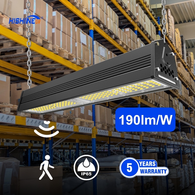 Hishine Professional LED Linear Highbay Light ETL Certified IP65 Waterproof 100W/200W 5-Year Warranty Auto Dimmable Warehouse
