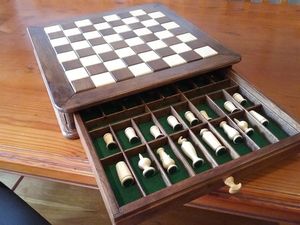 TABLERO DE AJEDREZ DE MADERA NATURAL DE CIRUELA Almacenamiento Juegos de tablero de ajedrez de madera en ajedrez Backgammon Juego de mesa de damas para adultos y - Product Image 2