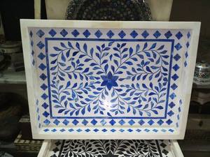 Plateau de service luxueux fait à la main en incrustation d'os de taille personnalisée pour les mariages de style moderne et les occasions du Ramadan - Product Image 6