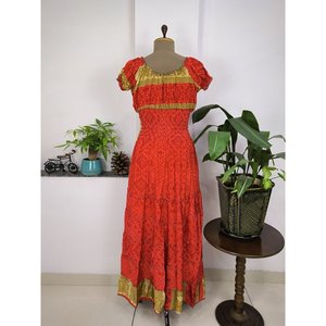 Women's Elegant Boho Style Floral Print <b>Dress</b> Free Size Floor-Length for Summer Beach Cottage Leisure Natural Breathable - Product Image 4