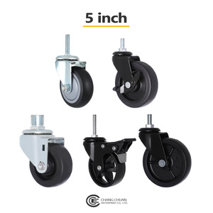 Bánh xe xoay có trục ren cho xe đẩy đồ nội thất, kích thước 2 inch, 2.5 inch, 3 inch, 4 inch, 5 inch, chất liệu PU và PP - Product Image 6