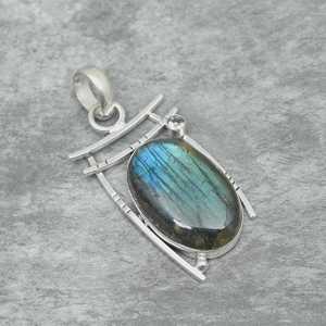 Pendentif en labradorite, pierre précieuse, argent sterling 925, bijoux faits à la main, pour enfants et femmes, haute qualité, classique, cadeau d'anniversaire élégant - Product Image 4