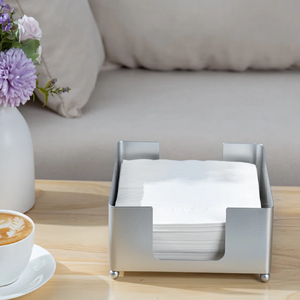 Porte-serviettes plat en métal avec bois Organisateur de porte-serviettes carré rustique de ferme moderne pour table à manger de cuisine - Product Image 5