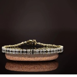 Bracelet en diamant de laboratoire de forme mixte de qualité supérieure 2.95 ct or jaune 14 carats EF VVS 7 pouces bijoux fins minimalistes - Product Image 1