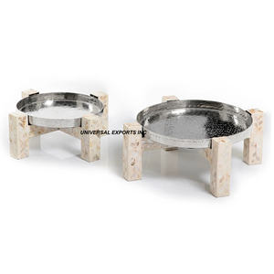 Juego de Dos Tazones de Chocolate de Metal con Base de Nácar, Calidad Premium, Hechos a Mano, Diseño Nuevo, Tazón para Dulces - Product Image 3