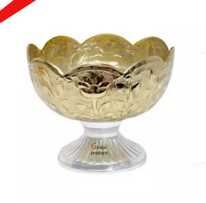 Bol de service alimentaire en métal de forme ronde avec support pour restaurant et bar d'hôtel au look royal - Product Image 5