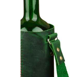 Sac à vin en cuir fait main en cuir fourre-tout à vin avec bandoulière LEB-0027 - Product Image 3