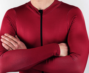 เสื้อปั่นจักรยานแขนยาวผู้ชาย สีแดง โพลีเอสเตอร์ระบายอากาศได้ดี แขนยาวเต็มตัว เสื้อกีฬาสำหรับผู้ใหญ่ - Product Image 4