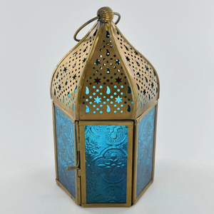 <b>Moroccan</b> Style Red Glass & Gold Iron Hanging Lantern Antique Decorative Candle Holder For Home <b>Decor</b> Indoor Outdoor Good Price - Product Image 5