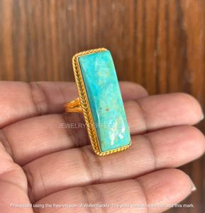 Anillos de Barra de Plata de Ley 925 con Turquesa al por Mayor, Joyería de Moda de Turquesa Natural Hecha a Mano para Bodas - Product Image 4