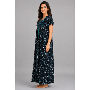 Evolove Women's Soft <b>Sleeveless</b> Sleep Dress Dark Navy Free Size Breathable & Sustainable - Product Image 3