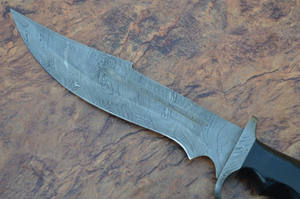 Custom Handmade Damascus Steel Hunting Bowie Knife with Horn Handle and <b>Leather</b> Sheath OEM Support by Knives Maker. - Product Image 3