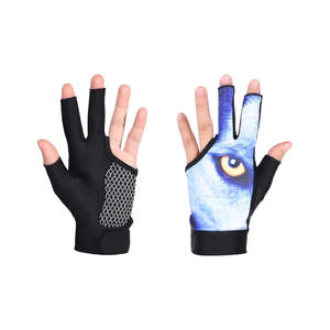 Guantes de piscina sublimados personalizados de 3 dedos para hombres y mujeres Guantes de tirador de billar de LICRA de poliéster cómodos Transpirabilidad - Product Image 1