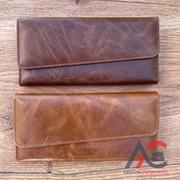 Dompet panjang mewah wanita, dompet kulit asli kualitas tinggi, dompet penyimpan kartu multifungsi kulit asli Full Grain