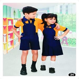 ชุดเดรส dungaree สำหรับทุกเพศเสื้อโปโลแขนสั้นคอตัดกับกระโปรงกางเกงขาสั้นของเด็กผู้ชายเด็กผู้หญิง - Product Image 4