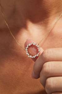 14K oro laboratorio cultivado diamante racimo colgante collar diamante colgante fino colgante aniversario regalo para mujeres - Product Image 5