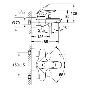 Grifo de Baño y Ducha Premium Grohe WAVE Starlight Cromado 32286001 - Product Image 2