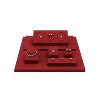 VANLOCY Présentoir de luxe pour boucles d'oreilles piercing Collier Présentoir de comptoir à bijoux Accessoires Présentoir à bijoux en microfibre rouge