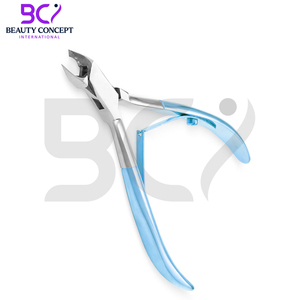 Meilleures pinces à cuticules en acier inoxydable, manche bleu, lame courbée, conçues pour les doigts, très vendues, prix compétitif - Product Image 2