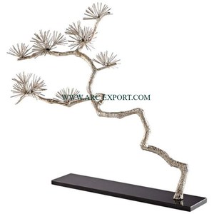 Fabrication d'Aluminium Argent Brillant Poli Bonsaï Arbre Design Sculpture de Table Décorative Artisanale Sculptures de Table - Product Image 1